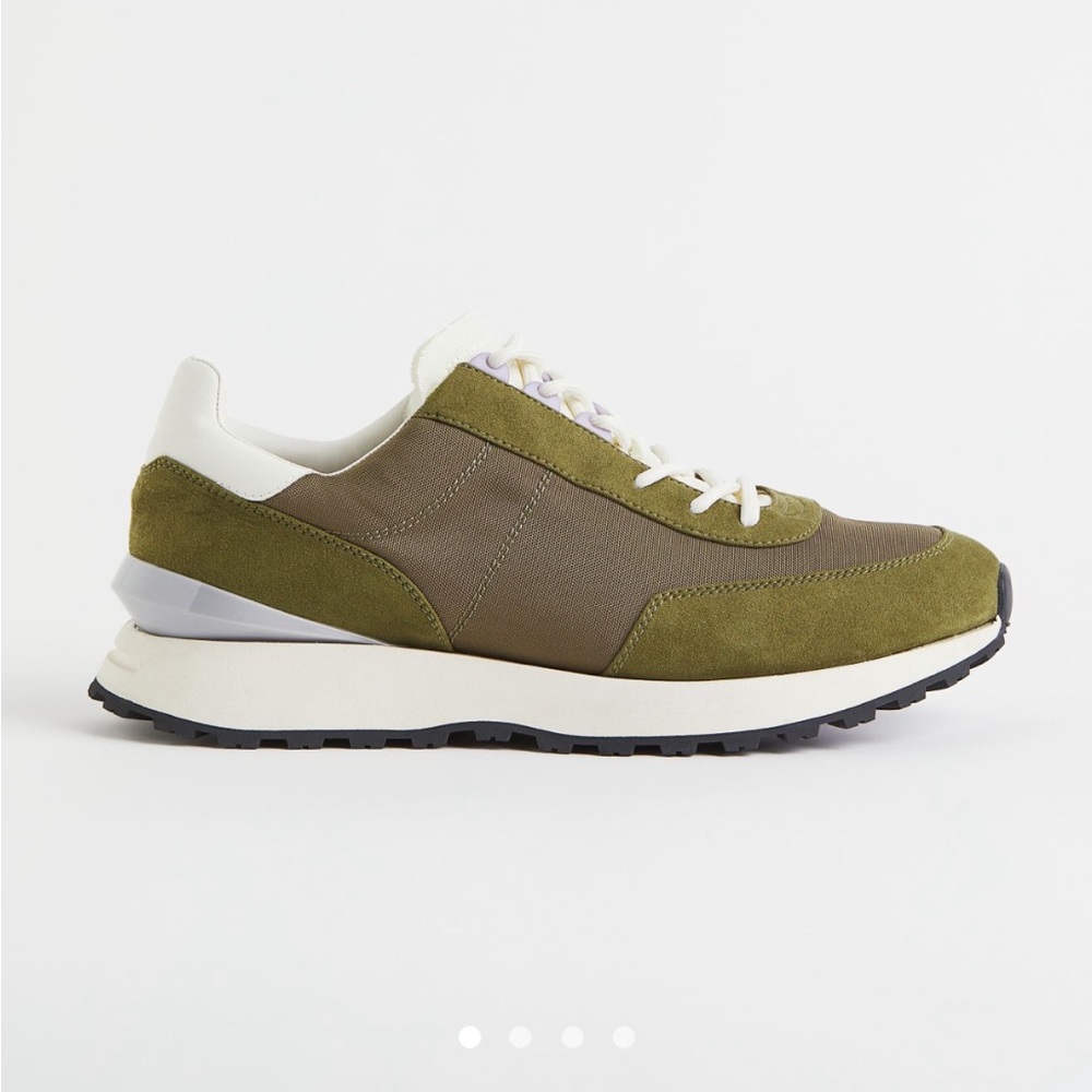 Green and white sneakers for men for sale.